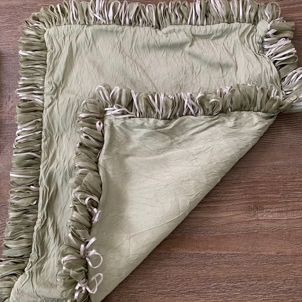 Green Fringed Throw Pillows